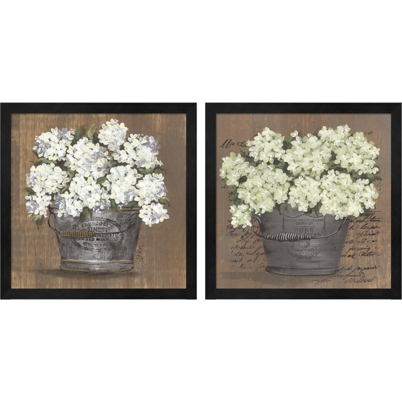 Heavenly Hydrangeas by Julie Norkus, 2 Piece Black Framed Art Set